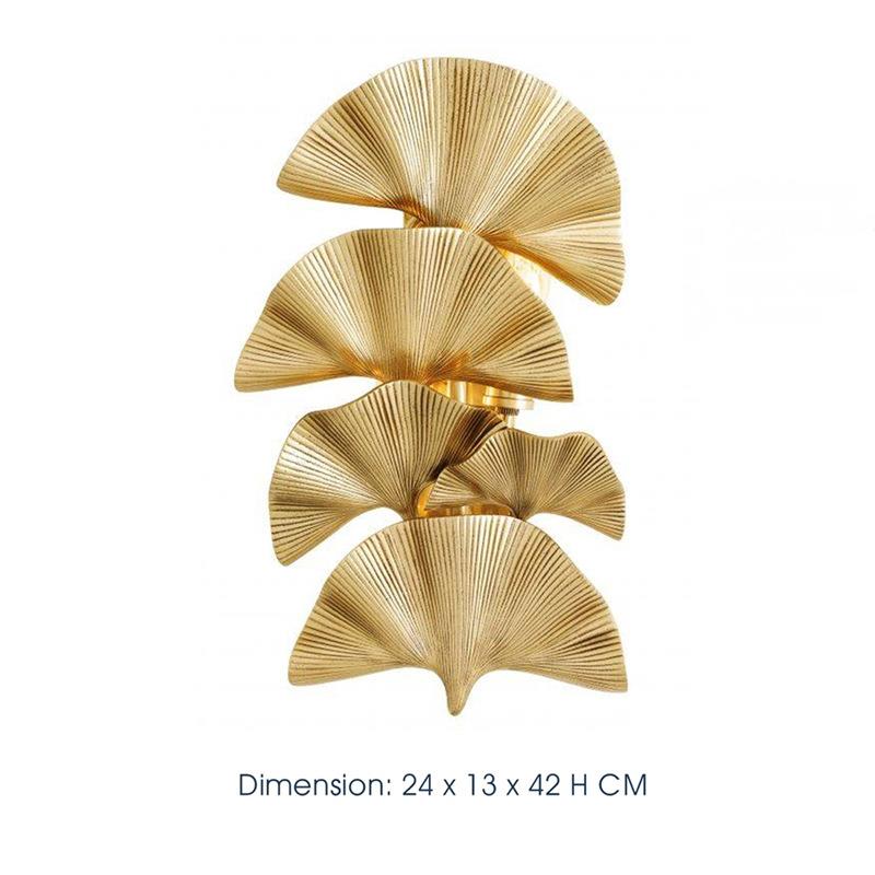 现代轻奢全铜银杏叶壁灯软装设计师个性轻奢全铜壁灯客厅卧室壁灯