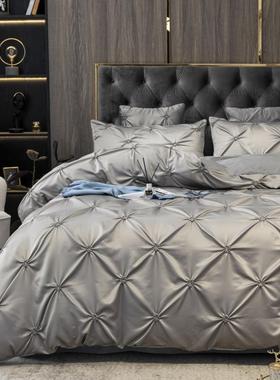 外贸水洗棉四件套扭花床上用品被套床单三件套夏季床笠裸睡