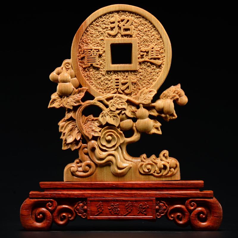 太行崖柏木雕招财进宝葫芦摆件客厅装饰实木雕刻手把件创意工艺品