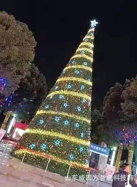 大型灯光广场圣诞节日装饰藤条挂枝圣诞树户外商场景布置普通裸树