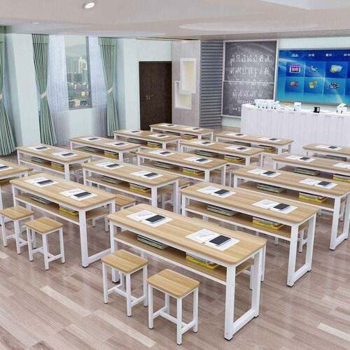 直销长条书桌单双人中小学生补习员工培训E0级环保课桌辅导班
