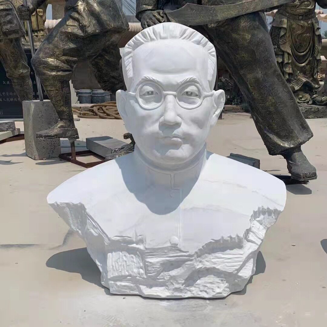 汉白玉人物头像半身像石雕胸像现代名人肖像雕刻校园孔夫子摆件