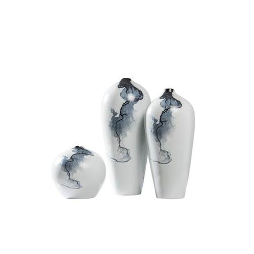 新中式陶瓷水墨创意花瓶家居软装样板间玄关装饰柜摆件餐桌茶几