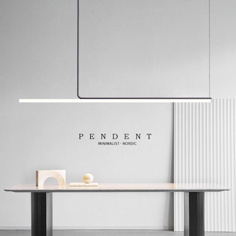 北欧现代设计师创意样板房办公室岛台餐厅艺术极简一字长条吊灯