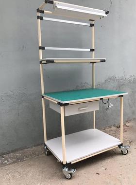 供应精益管工作台车间流水线线棒打包台带灯无静电工作台