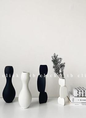 click创意异形抽象花瓶摆件 低温陶瓷中古名宿基地样板间装饰道具