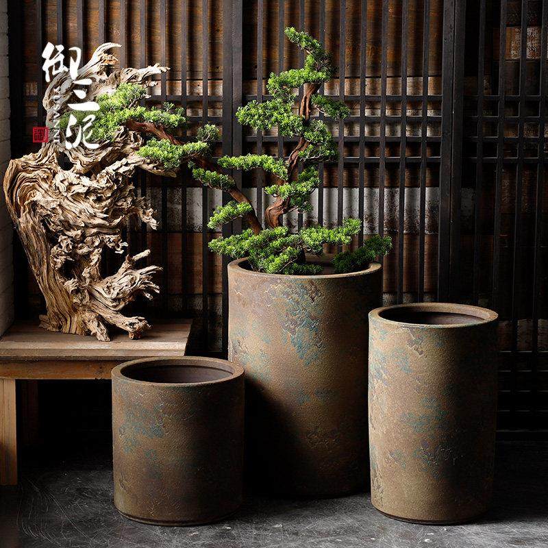 粗陶坛子复古大型落地花瓶庭院陶瓷落地大缸水缸花盆鱼缸庭院别墅,家居饰品,花盆,淘宝优惠券,粉丝福利购,淘宝优惠卷