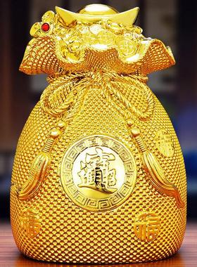 存钱罐2025新款祇进不出福袋聚宝盆招财进宝金元宝摆件客厅装饰品