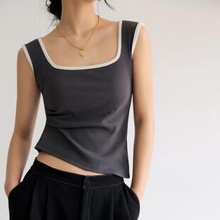 外穿遮副乳内搭无袖 Q宽边防走光白色打底拼接吊带背心女夏季 上衣