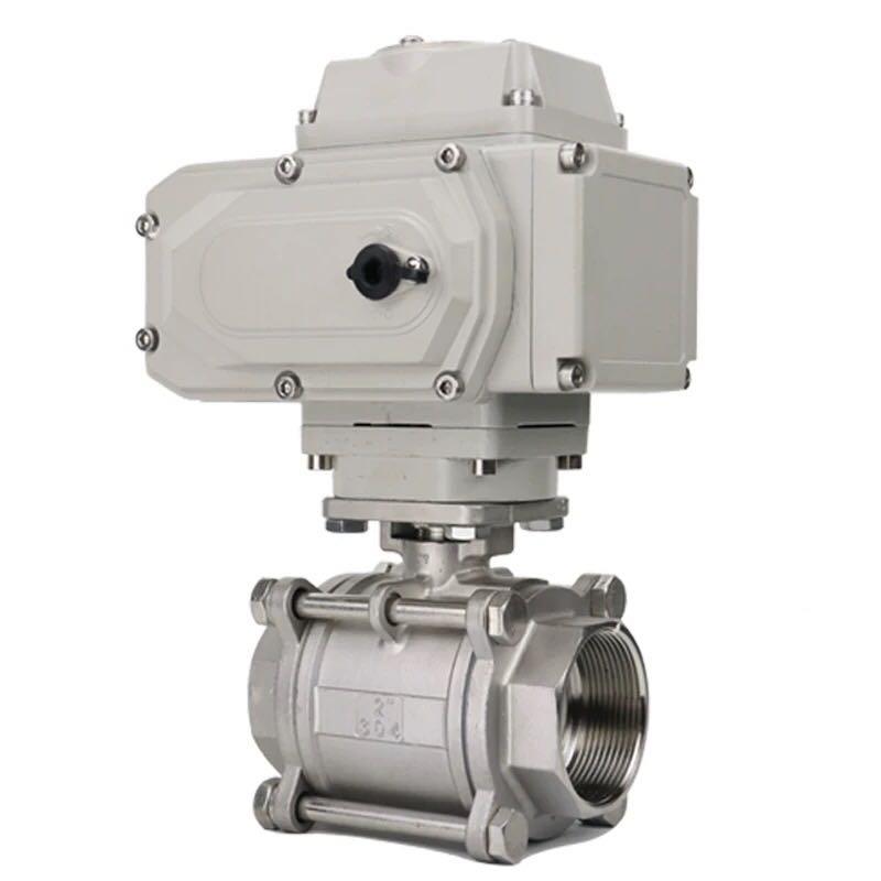 江苏华英阀业/Q911F-16P电动304不锈钢三片式丝扣口球阀DN15 20