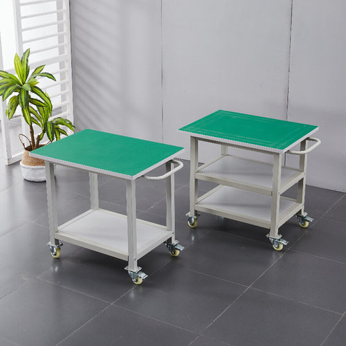 。不锈钢防静电可移动工作台带轮生产线周转小推车打包桌操作台面