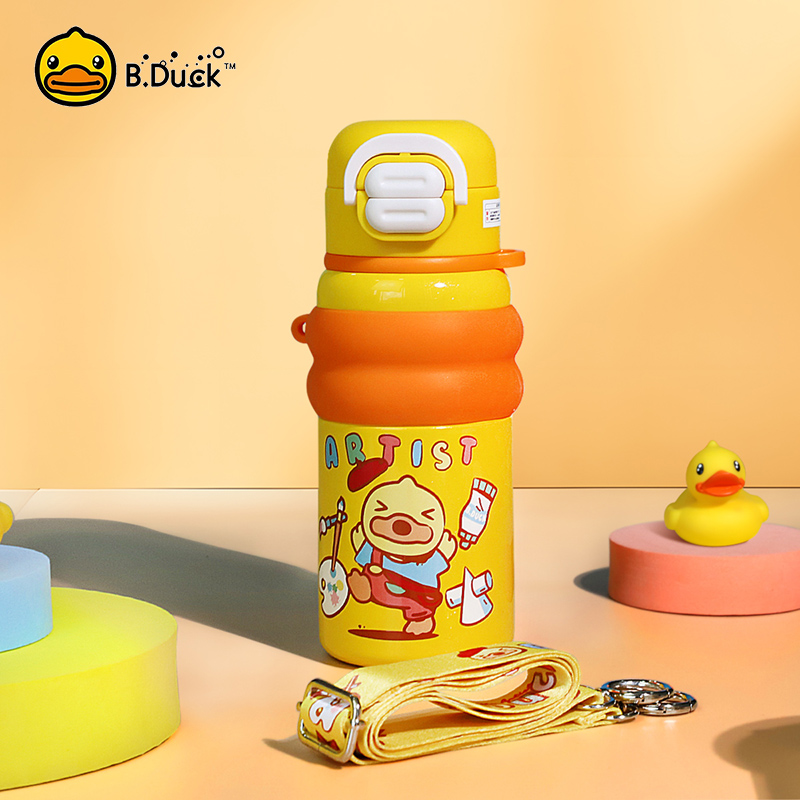 bduck小黄鸭一杯两用儿童保温杯幼儿园上学专用直饮水杯吸管水壶