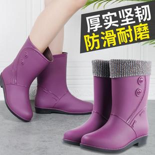 水靴膠鞋 雨鞋 防水防滑女士成人雨 z套鞋 外穿中筒水鞋 女款 加絨時尚