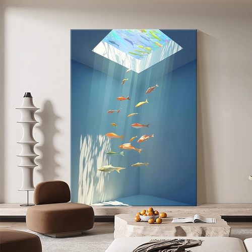 透过光的鱼简约现代客厅装饰画
