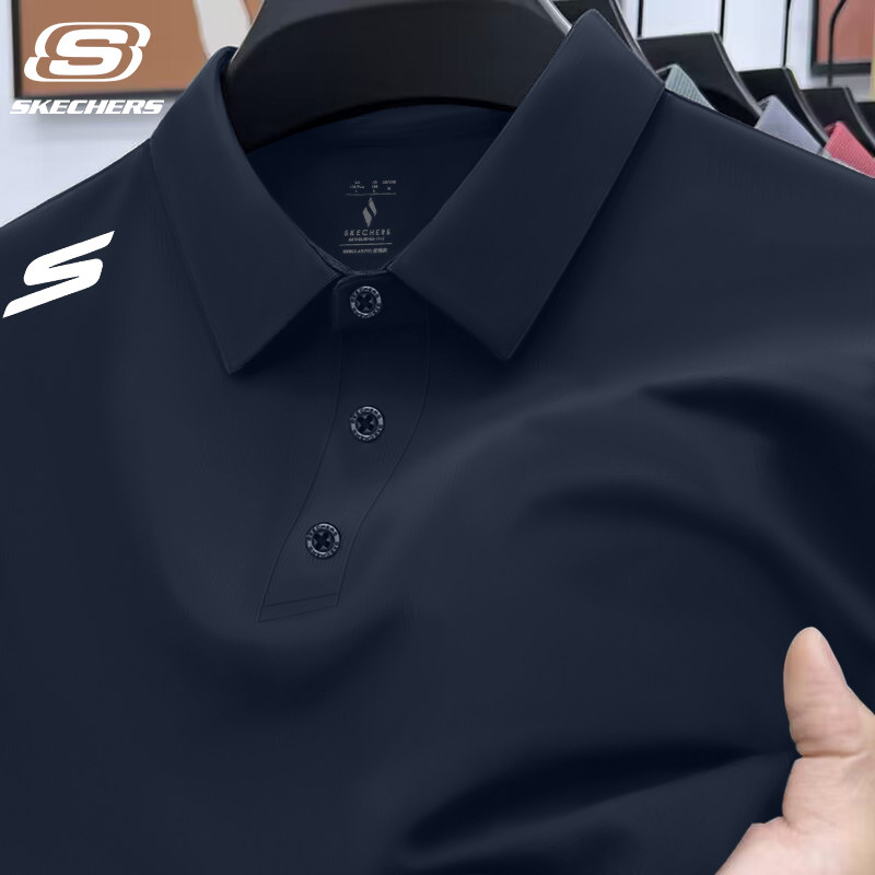 斯凯奇polo衫针织短袖t恤男士2026夏季新款青年翻领冰丝速干半袖