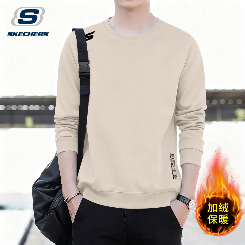 斯凯奇加绒圆领卫衣男长袖t恤冬