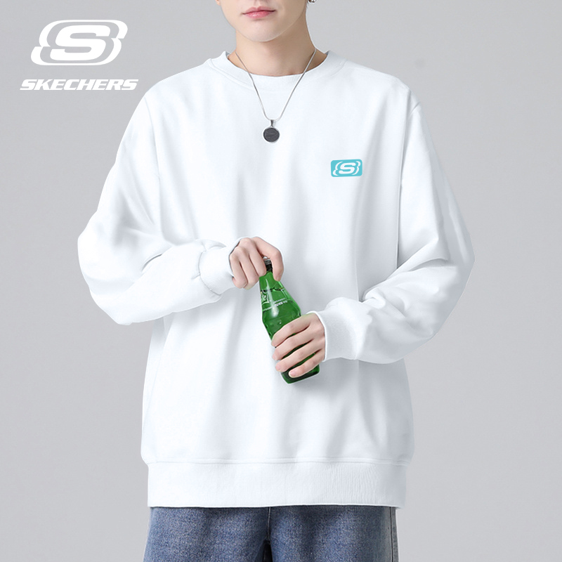 斯凯奇潮流卫衣男加绒圆领套头衫