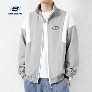 男装 斯凯奇防风运动外套男式 休闲立领时尚 薄款 流光风梭织夹克春季