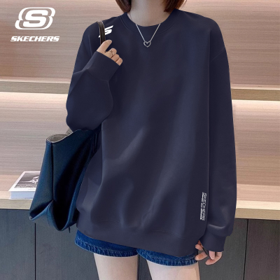 斯凯奇女款圆领卫衣加绒印花长袖