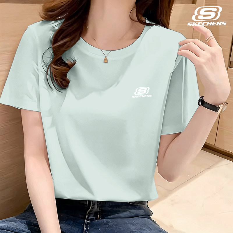 斯凯奇短袖棉t恤女2026新款夏季正肩设计感漂亮宽松上衣运动半袖