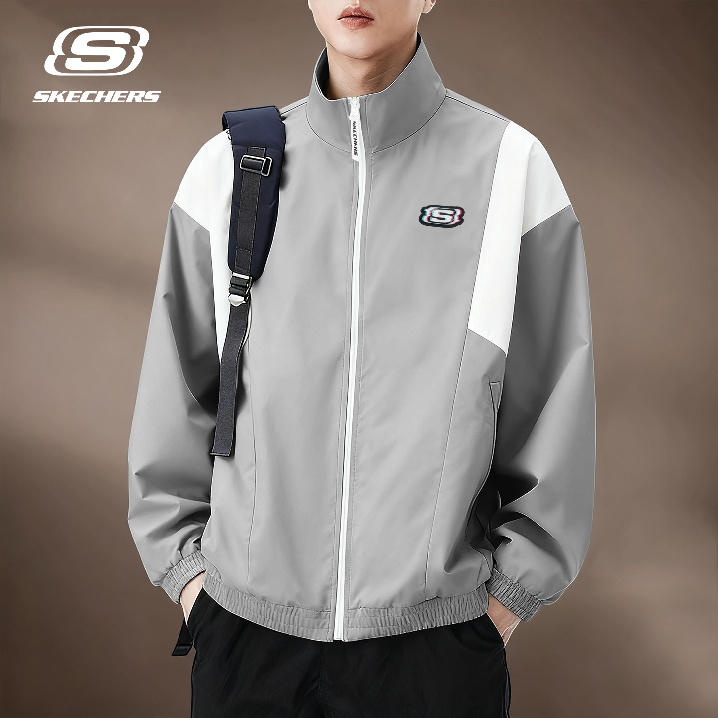 斯凯奇梭织外套男防风透气潮流