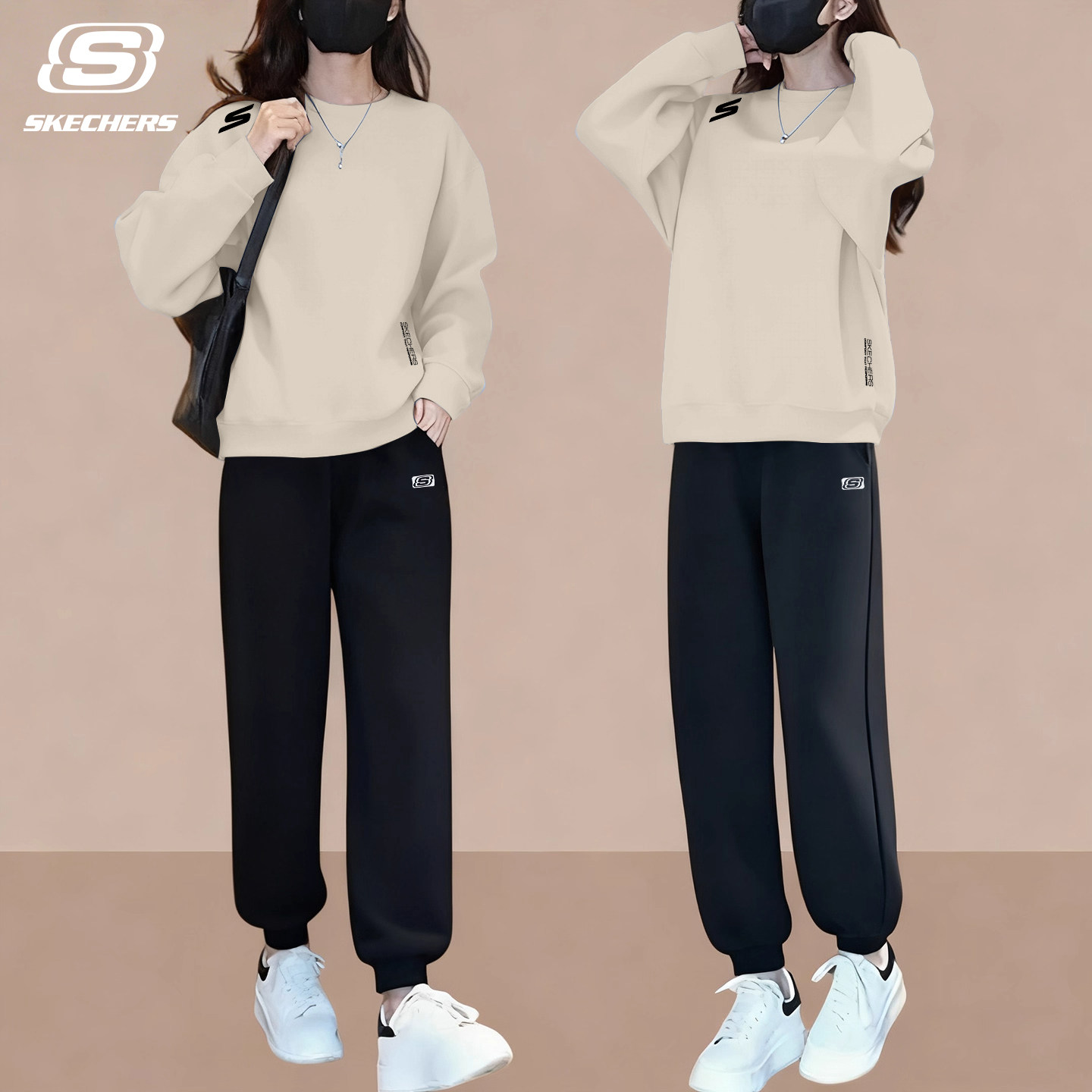 斯凯奇卫衣卫裤两件套女款休闲运动服新款松弛设计感穿搭一整套潮