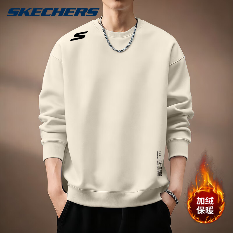 斯凯奇男士卫衣字母撞色时尚加绒