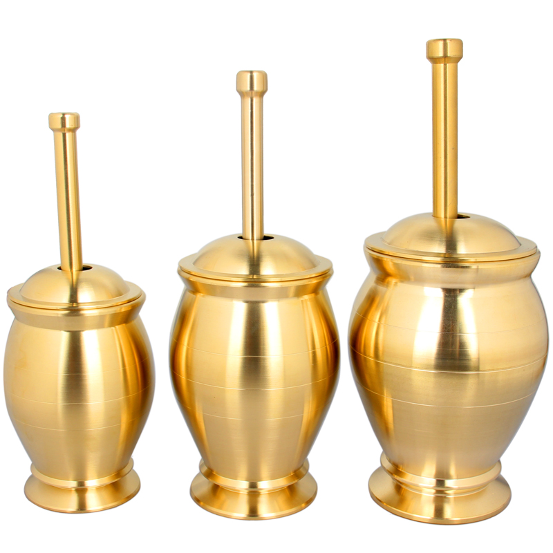 实心铜捣药罐 捣棒蒜锤药盅擂钵捣碎罐铜盅 蒜泥器研磨罐臼