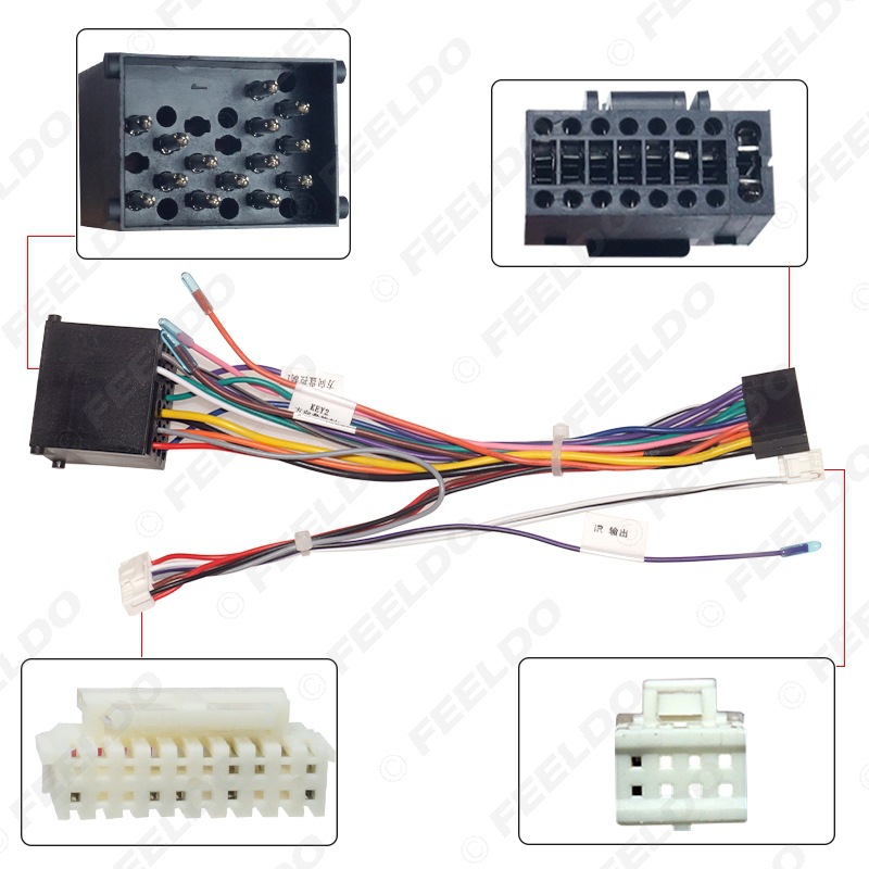 适用宝马3系E46/5系E39/E53/X5安卓大屏导航16针改装电源线协议盒