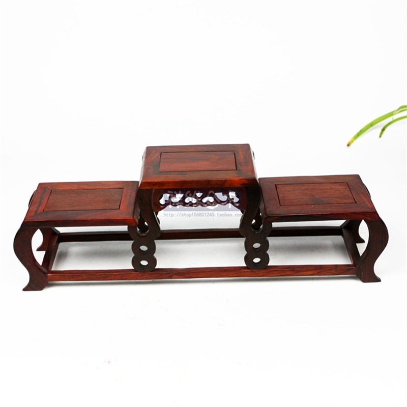 红酸枝高低博古架红木紫砂壶多宝架花盆景鸡翅木架子实木摆件底座