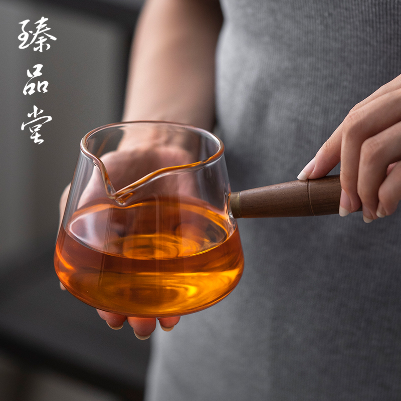 臻品堂 玻璃公道杯茶漏一体套装侧把倒茶公杯茶漏玻璃分茶器茶海