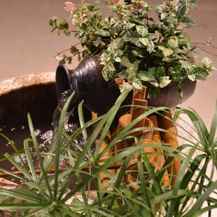 鱼缸过滤器水循环竹子流水器瓷缸石槽圆形瓦缸养鱼增氧过滤泵装饰