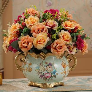 花插陶瓷工艺品 饰品时尚 陶瓷花瓶花器摆件创意复古家居装 欧式