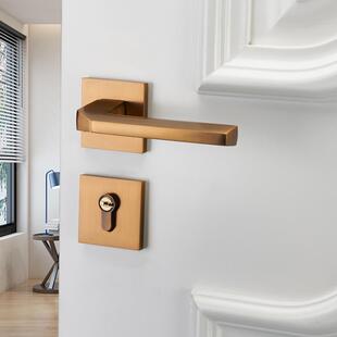 门锁室内家用房门锁卧室黑色简约门把手静音分体锁通用型磁吸锁具