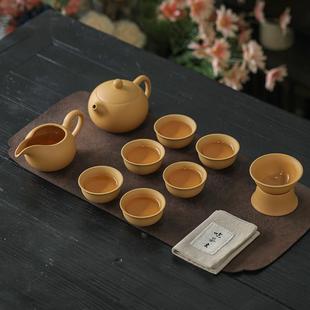 黄段泥原矿紫砂功夫茶具套组高档泡茶壶茶杯子办公会客整套西施壶