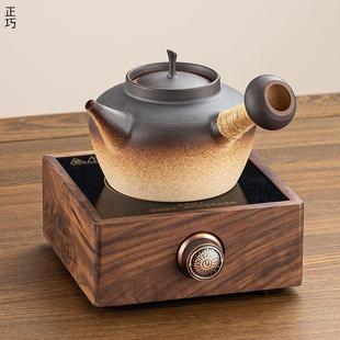 陶壶烧水壶炭炉用煮茶器 潮汕砂铫壶侧把煮茶壶急须壶电陶炉套装