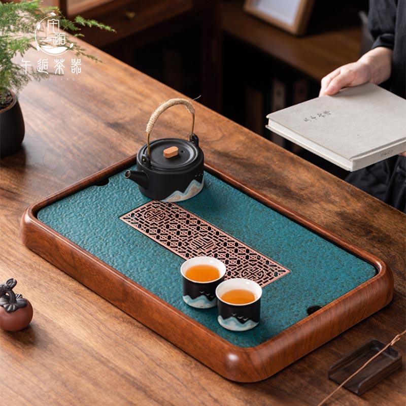 茶盘家用2024新款小型陶瓷长方形简约办公室盛水蓄水茶台花梨托盘