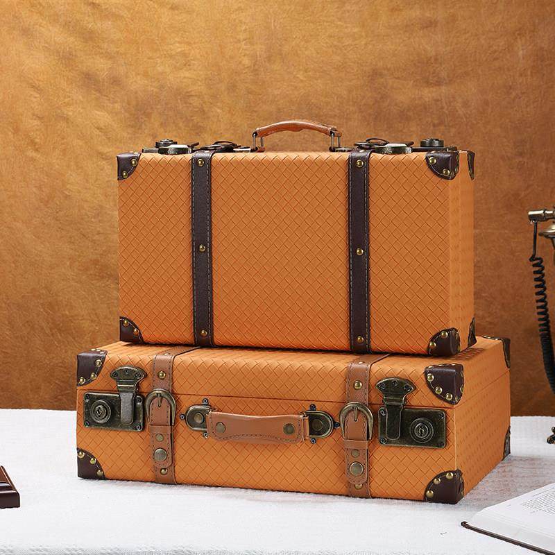 复古欧式手提箱储物木箱子摄影道具老式衣服皮箱做旧整理箱收纳箱,收纳整理,收纳箱,淘宝优惠券,粉丝福利购,淘宝优惠卷