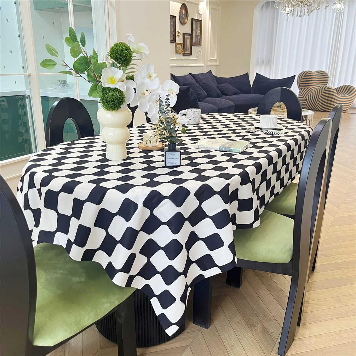 轻豪华风格桌布覆古棋盘格学生宿舍桌咖啡桌卧室布大气矩形布