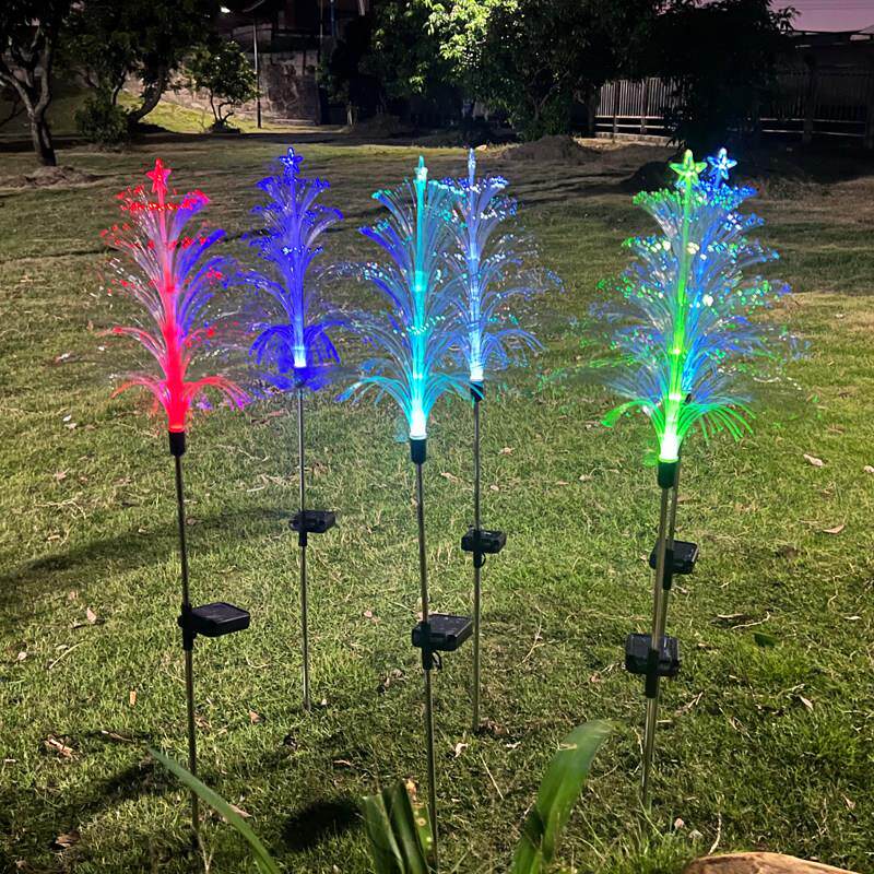 太阳能户外圣诞树光纤LED庭院插地花园别墅草坪防水七彩变色发光