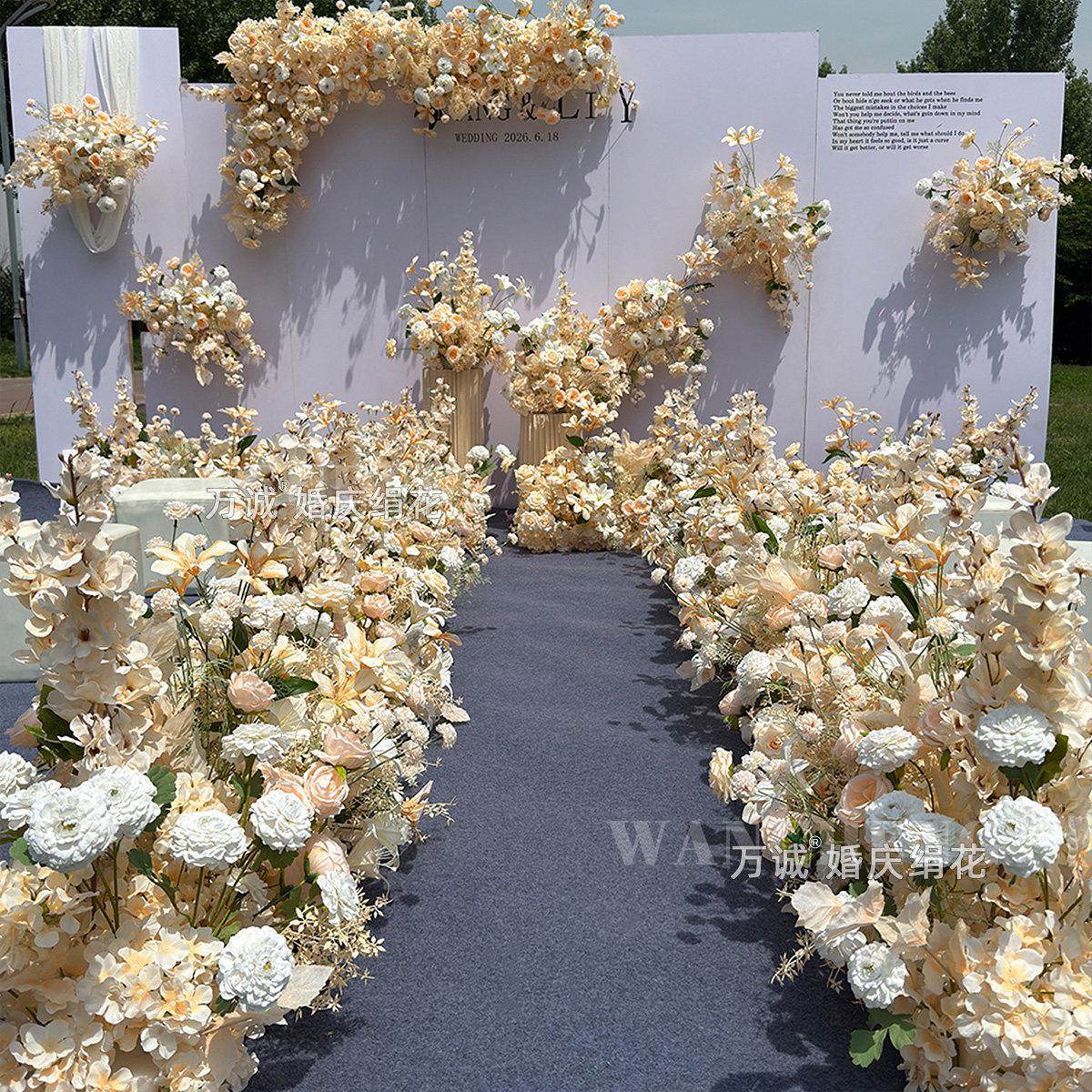 纯香槟火焰兰婚庆花艺彷真花婚礼布置排花路引花背景舞台迎宾假花,节庆用品/礼品,婚庆绢花,淘宝优惠券,粉丝福利购,淘宝优惠卷