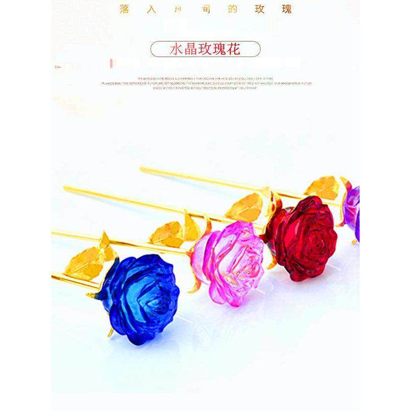 水晶玫瑰花送老婆女朋友结婚纪念生日创意礼物品柜台居家桌面摆件