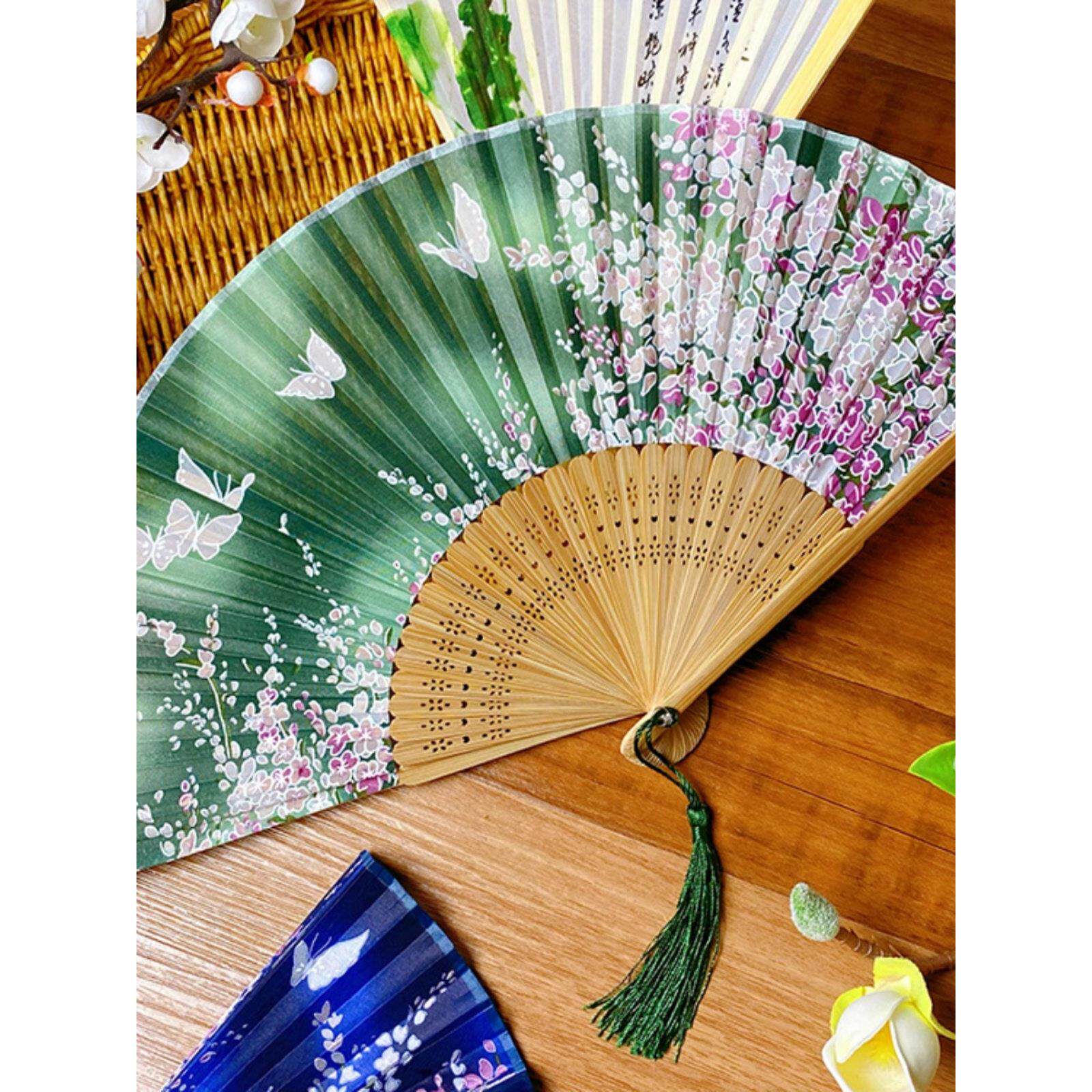 包邮款！中国风扇子女式女款杭州古典女扇 日式古风折扇丝绸扇子