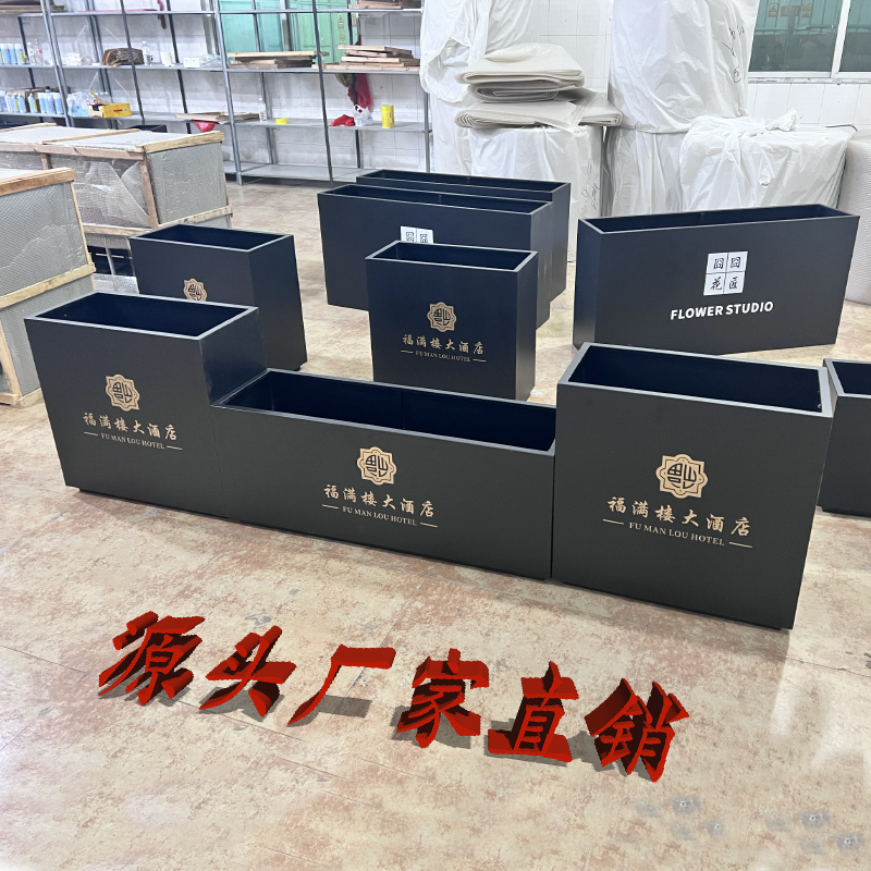 户外不锈钢花箱圆筒树箱铁艺花坛庭院种植箱简约阳台外工厂直销