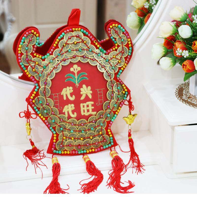 上发禄袋梁乔迁农村挂房粱用代代兴旺搬家铜板结婚陪嫁吉祥发落袋 - 实物图