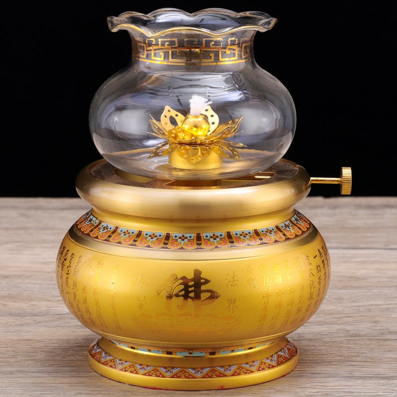 热销新款纯铜莲花酥油灯盏供佛灯佛前供奉观音佛堂财神长明灯家用