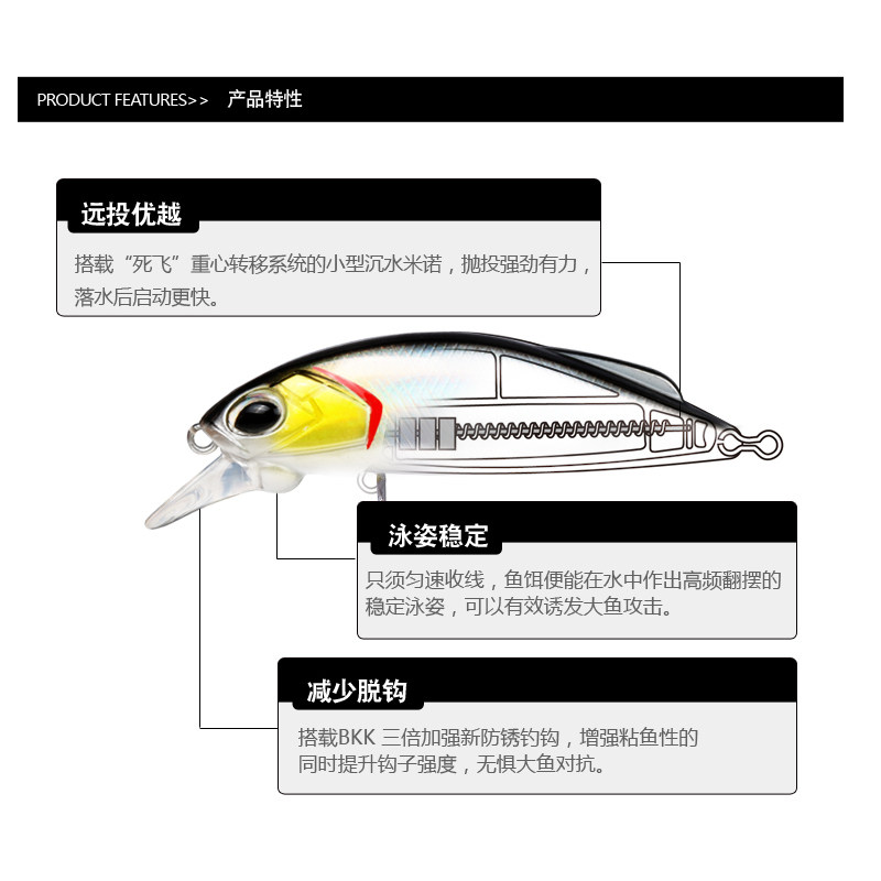 热销迷你款银鳞刀沉水米诺远投翘嘴路亚饵鲈鱼鳜鱼马口假饵微物小