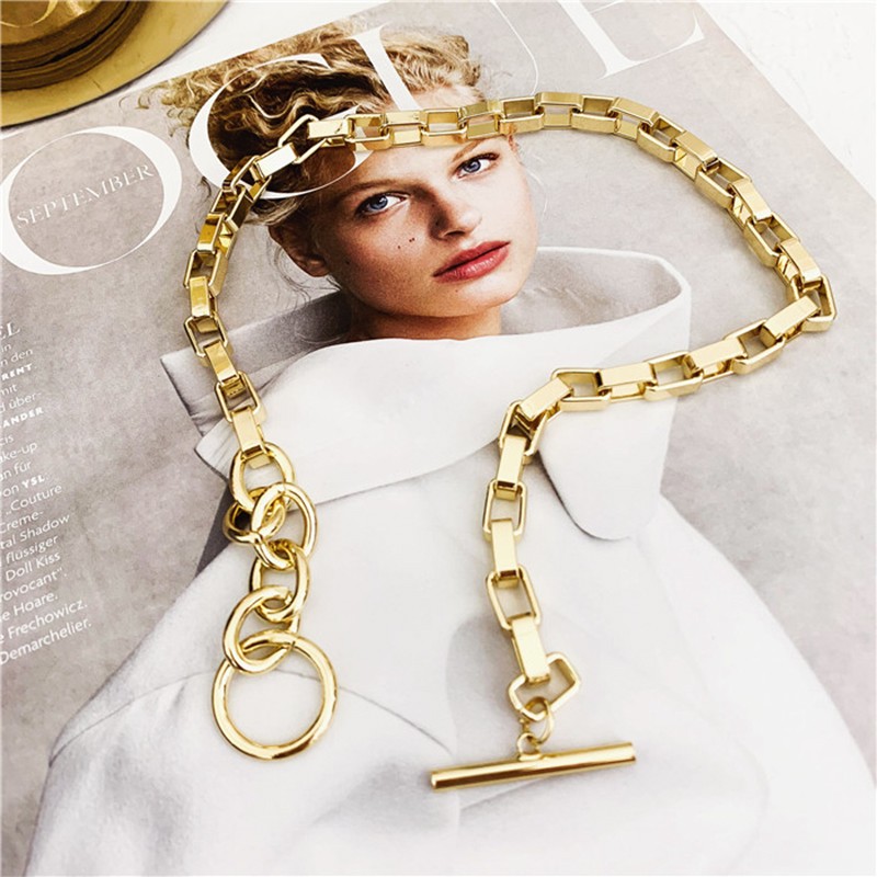 网红Peri'sBox Box Chain Toggle Clasp Gold Necklaces Mixed Li