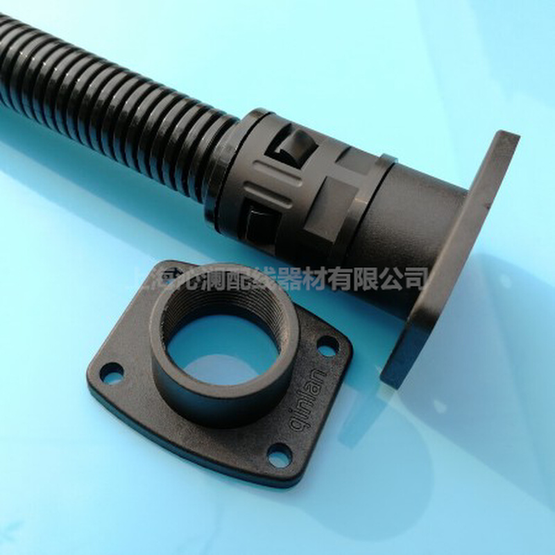 。AD21.2波纹管直通法兰接头塑料软管固定底座电线护套浪管快速锁