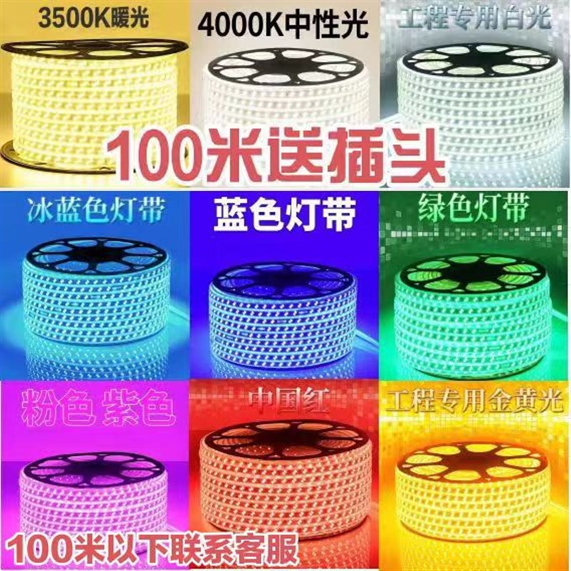 220v超亮5730双排工程家用商用户外绿H化养殖防水软灯带条led灯带